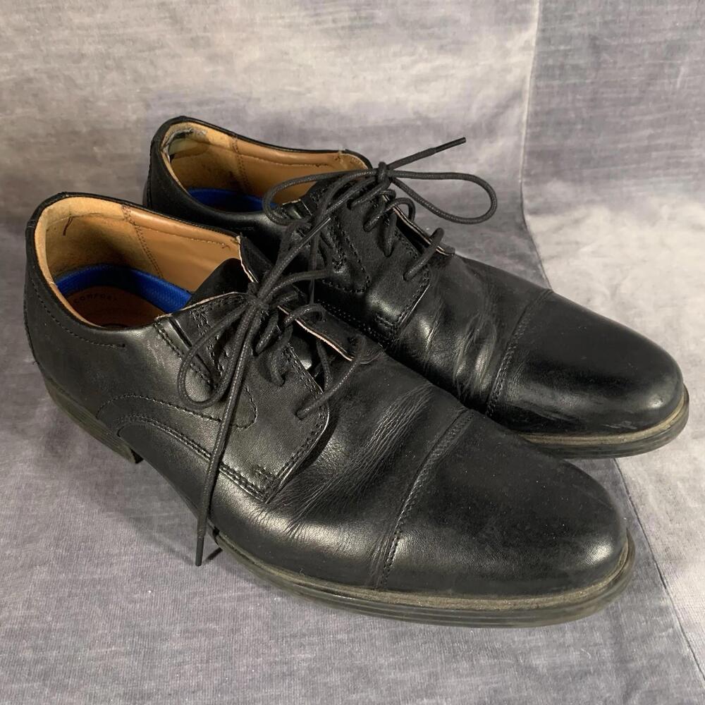 Clarks Collection Black Leather Oxford Dress Shoes Men’s Size 9 Extreme Comfort